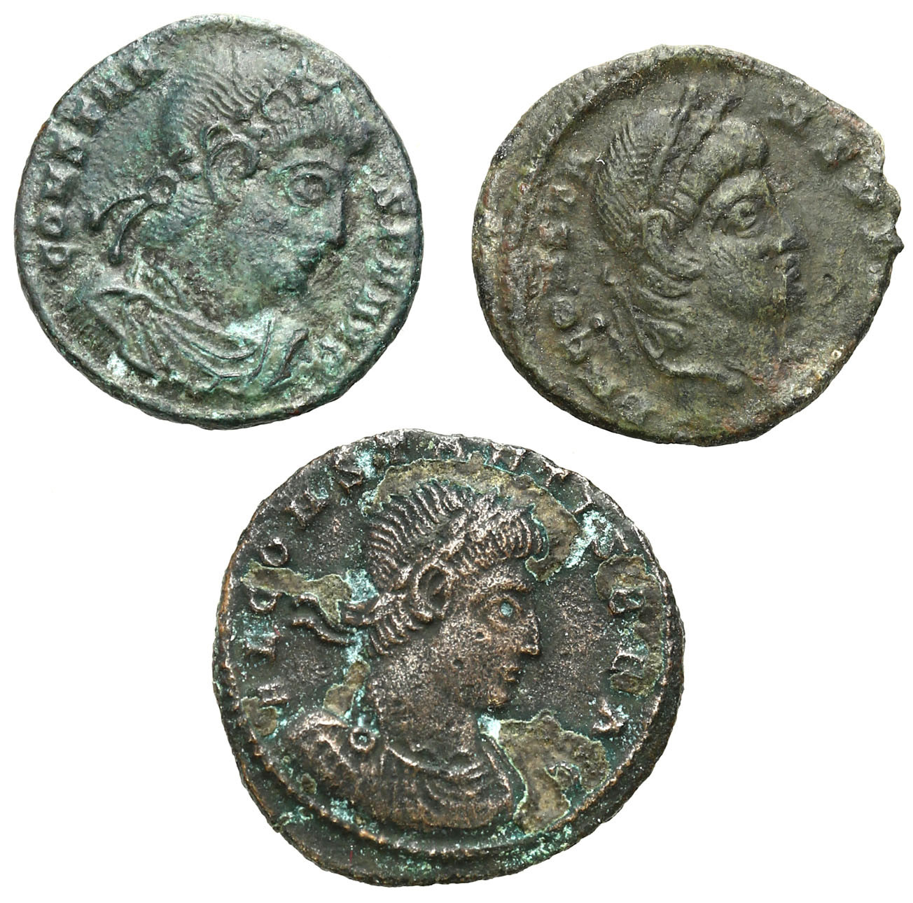 Cesarstwo Rzymskie, Lot 3 sztuk Follisów, Konstans 337 -350 n.e.